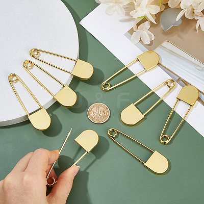 Alloy Safety Pin Brooches JEWB-WH0001-77G-1