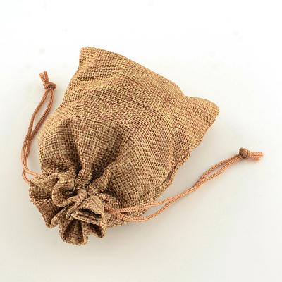 Polyester Imitation Burlap Packing Pouches Drawstring Bags X-ABAG-R004-18x13cm-03-1