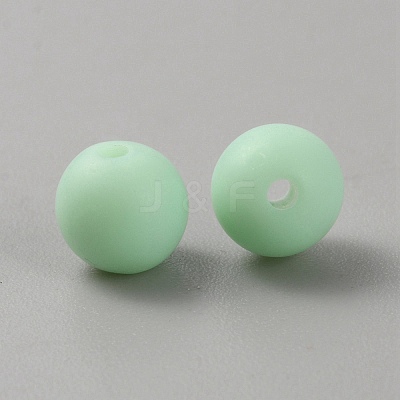 Acrylic Frosted Round Beads FACR-WH0001-06A-15-1