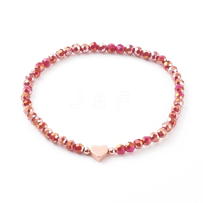 Electroplate Faceted Round Glass Beaded Bracelets BJEW-JB06124-1