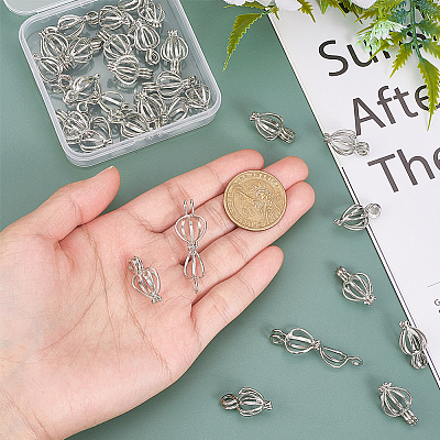 30Pcs Hollow Out Alloy Bead Cage Pendants KK-PH0014-14P-1
