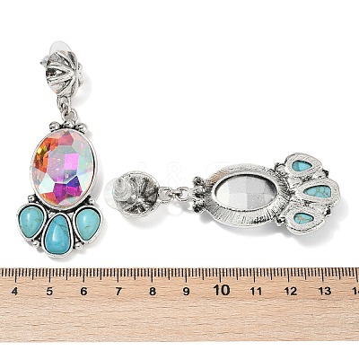 Alloy Synthetic Turquoise Dangle Stud Earrings EJEW-U053-04B-AS-1