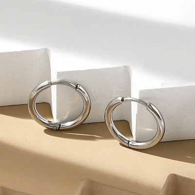 Tarnish Resistant 202 Stainless Steel Huggie Hoop Earrings EJEW-F111A-17mm-P-1