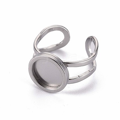 Tarnish Resistant 201 Stainless Steel Cuff Ring Findings STAS-S080-040A-P-1