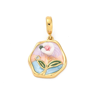 Brass Enamel Pendants KK-S502-04G-B-1