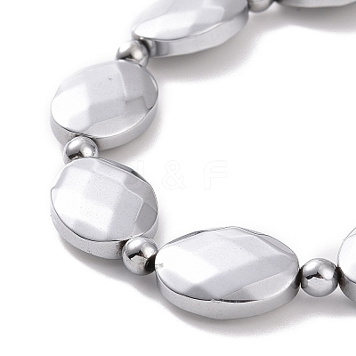 Synthetic Hematite Oval Beaded Stretch Bracelet for Men Women G-C006-12-1