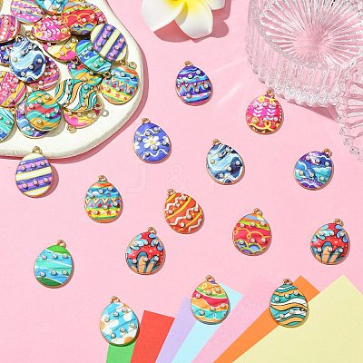 40Pcs 20 Styles Printed Alloy Pendants FIND-CJ0011-18-1