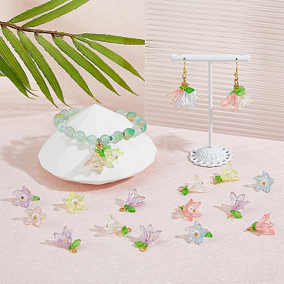 56Pcs 7 Colors Acrylic Pendants PALLOY-DC00026-1
