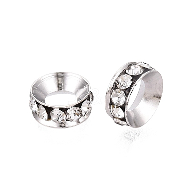 Brass Rhinestone Rondelle Space Beads RB-N054-01S-1