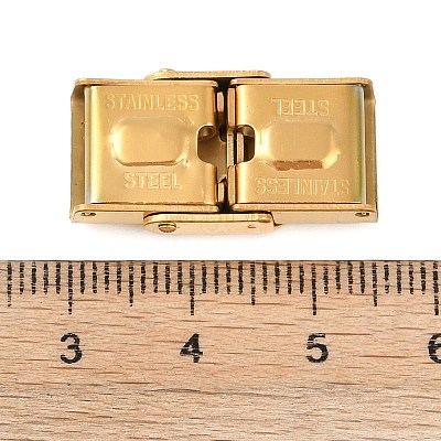 Ion Plating(IP) 201 Stainless Steel Watch Band Clasps STAS-C006-1-02G-01-1