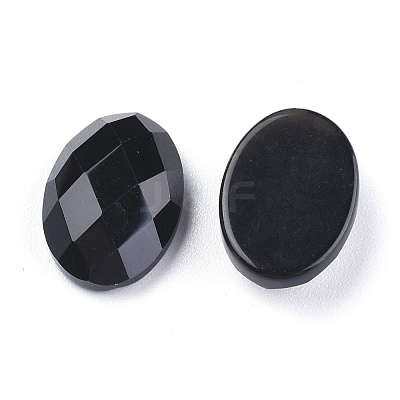 Natural Dyed & Heated Black Agate Cabochons G-G760-A10-1