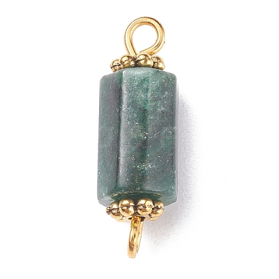 Natural Emerald Connector Charms PALLOY-JF01372-1