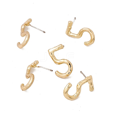 Brass Number Stud Earrings with 925 Sterling Silver Pins for Women LS-EJEW-A077-01E-1