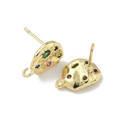 Brass Micro Pave Cubic Zirconia Stud Earring Findings KK-U075-01C-04G-1