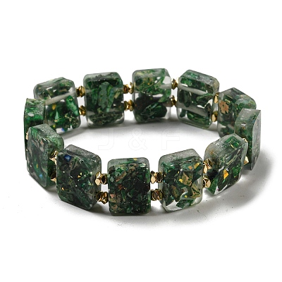 Dyed Natural Imperial Jasper with Resin Beaded Stretch Bracelets BJEW-G698-01A-06-1