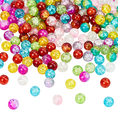 Spray Painted Transparent Crackle Glass Beads CCG-PH0003-11A-1