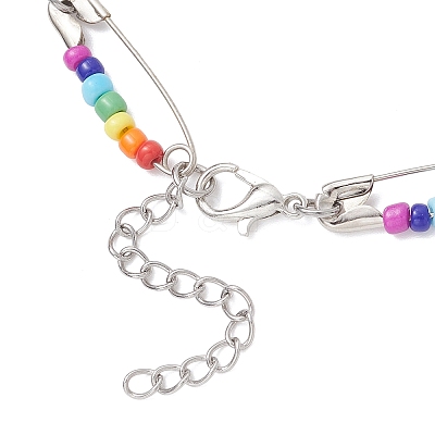 Chakra Glass Beads Dangle Earrings & Necklaces Sets SJEW-JS01364-1