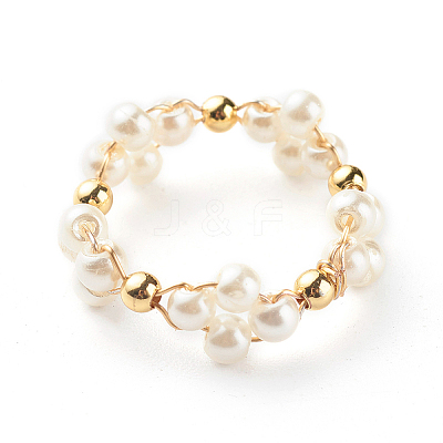 Glass Pearl Beads Finger Rings X1-RJEW-TA00005-1