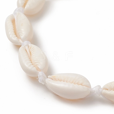 Natural Cowrie Shell Braided Beaded Anklets AJEW-AN00516-01-1