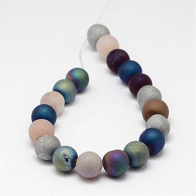 Electroplate Natural Agate Bead Strands G-J349-B-8mm-1