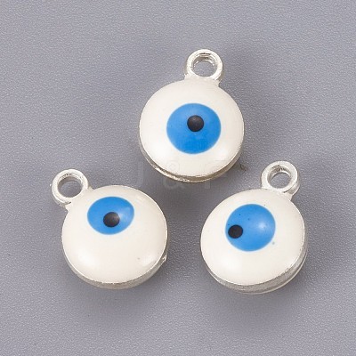 Double-sided Platinum Plated Alloy Enamel Charms ENAM-WH0046-B10-1
