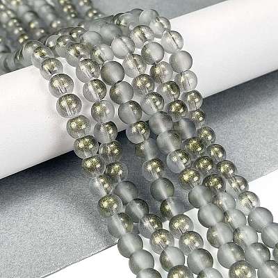 Frosted Transparent Glass Bead Strands GLAA-P065-6mm-12-1