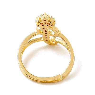 Clear Cubic Zirconia Initial Letter with Crown Adjustable Ring RJEW-M139-17I-1