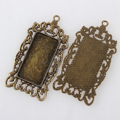Vintage Tibetan Style Alloy Large Pendant Cabochon Bezel Settings LS-TIBEP-M018-129AB-NF-1