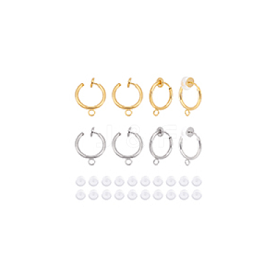 20Pcs 2 Colors 304 Stainless Steel Clip-on Earring Findings STAS-UN0039-97-1