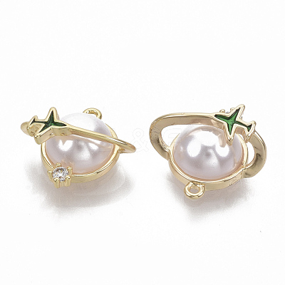 Brass Cubic Zirconia Universe Space Charms KK-T050-46G-NF-1