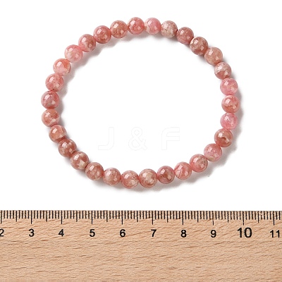 Natural Argentina Rhodochrosite Beaded Stretch Bracelets BJEW-L700-01A-1