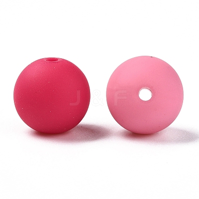 Rubberized Style Imitated Silicone Acrylic Beads MACR-T048-01A-15-1