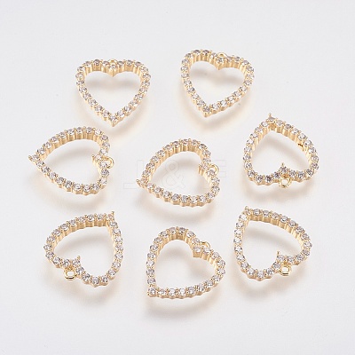 Brass Micro Pave Cubic Zirconia Charms KK-A144-008G-1