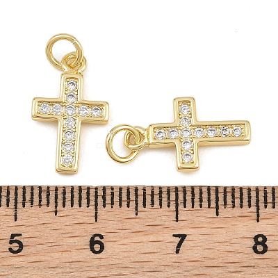 Brass Micro Pave Clear Cubic Zirconia Pendants CU-CBADC6C-06G-02-1