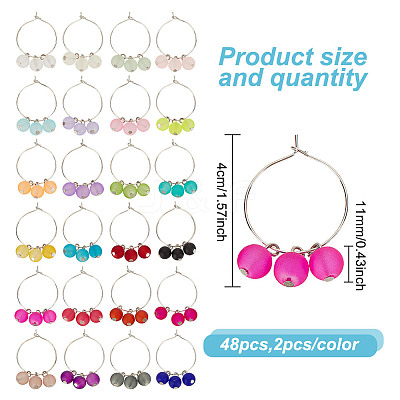 48Pcs 24 Colors Brass Wine Glass Charms AJEW-GO00008-1