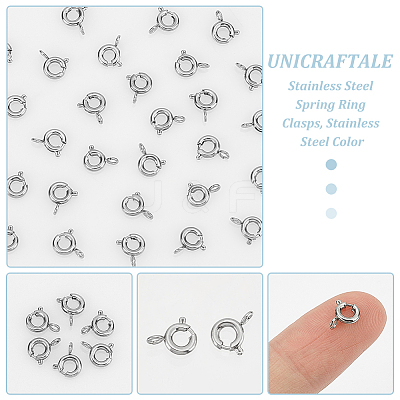 30Pcs 316 Stainless Steel Spring Ring Clasps FIND-UN0016-21-1