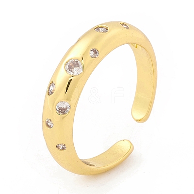 Clear Cubic Zirconia Open Cuff Ring RJEW-I083-15G-1