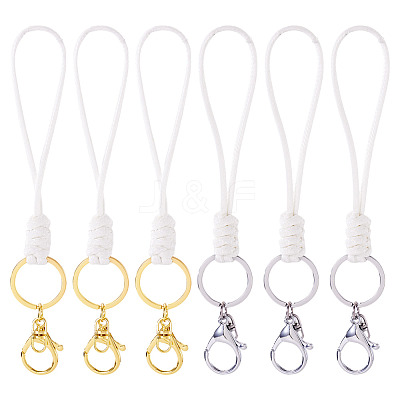 10Pcs 2 Colors Eco-Friendly Korean Waxed Polyester Cord Keychains KEYC-TA00035-1