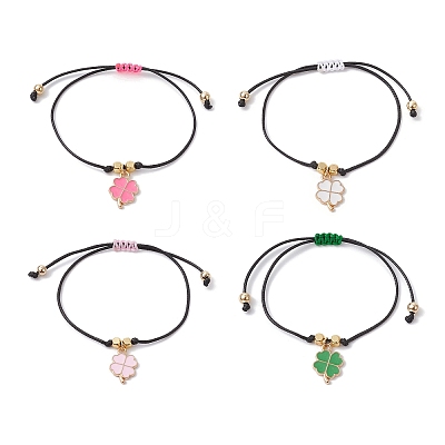Alloy Enamel Clover Charm Bracelet BJEW-JB09962-1
