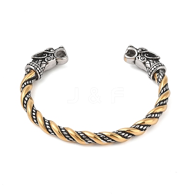 Ion Plating(IP) 304 Stainless Steel Viking Open Cuff Bangles for Men BJEW-U001-04B-G-1