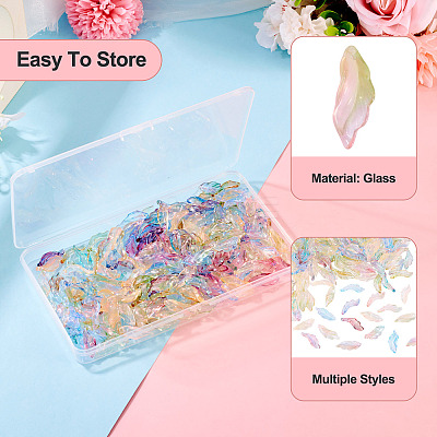192Pcs 6 Colors Baking Paint Transparent Glass Pendants DGLA-TA0001-41-1