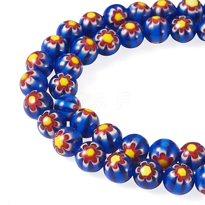 1Strand Round Millefiori Glass Beads Strands LK-TADJ0001-01B-1