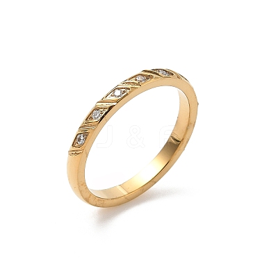 304 Stainless Steel Cubic Zirconia Finger Rings for Women RJEW-F189-01G-1