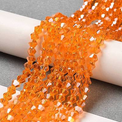 Transparent Electroplate Glass Beads Strands GLAA-F029-4mm-A23-1