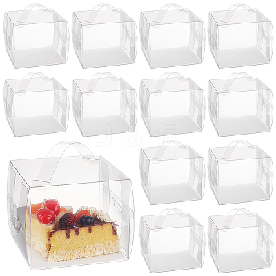 Foldable Transparent Plastic Single Cake Gift Packing Box CON-WH0084-42C-1