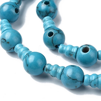 Synthetic Turquoise 3-Hole Guru Bead Strands G-K149-47-1