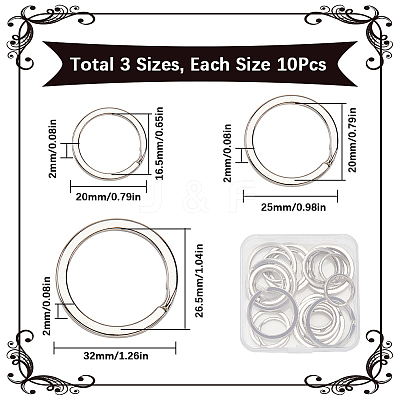 30Pcs 3 Styles Iron Split Rings IFIN-SP0001-19P-1