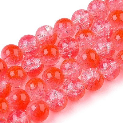 Transparent Crackle Baking Paint Glass Beads X1-DGLA-T003-01C-12-1
