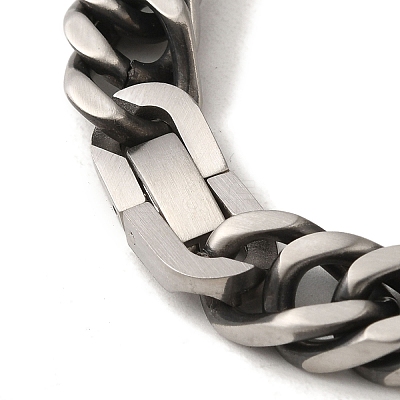 304 Stainless Steel Cuban Link Chain Bracelets for Women Men BJEW-Q341-15C-AS-1