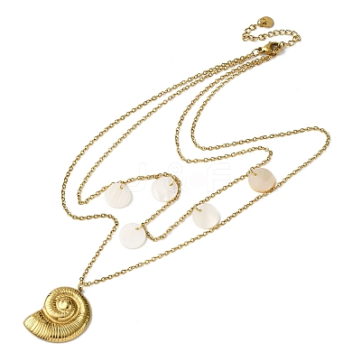 Spiral Shell Shape 304 Stainless Steel Double Layer Pendant Necklaces NJEW-L465-06G-1
